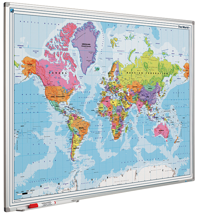houder Vet bank Landkaart van de wereld op whiteboard gedrukt 90x120 cm