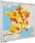 Landkaart van Frankrijk met postcodes op whiteboard gedrukt 100x100 cm