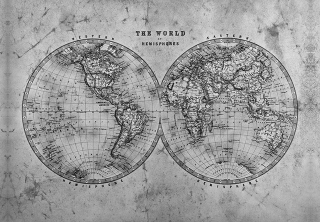 spiraal hout Oorlogszuchtig Beprikbare wereldkaart op canvas klassiek kaart 90x150cm in zwart wit